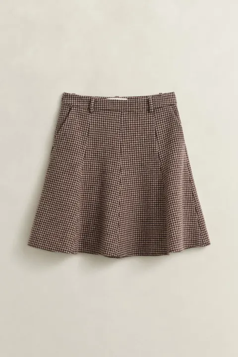Sprettet Houndstooth Skjørt