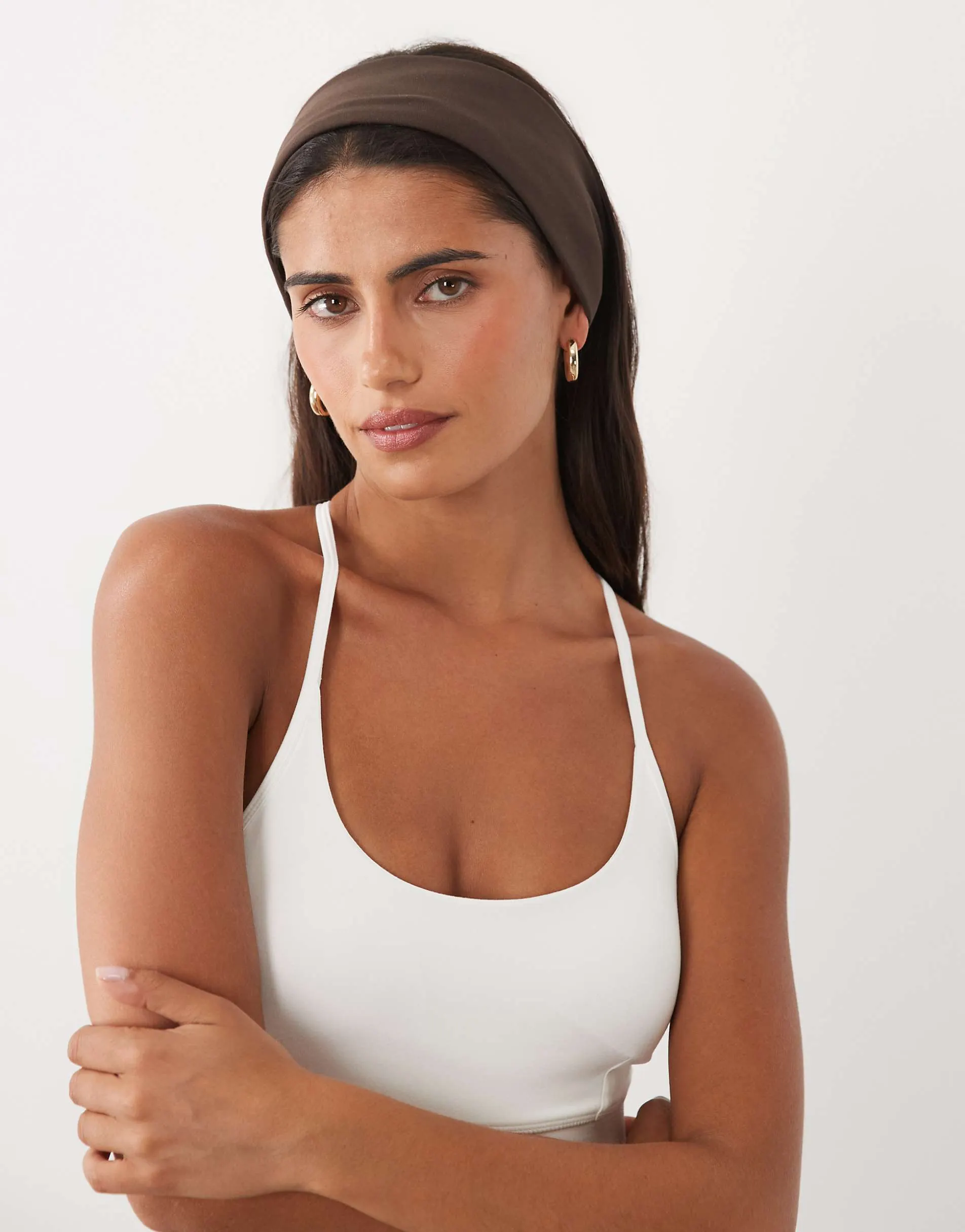 4505 Icon soft touch yoga wide headband in chocolate