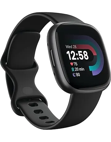 Fitbit Versa 4 Fitness Smartwatch with Daily Readiness, GPS, 24/7 Heart Rate, 40+ Exercise Modes, Sleep Tracking and more, Black/Graphite, One Size (S & L Bands Included)