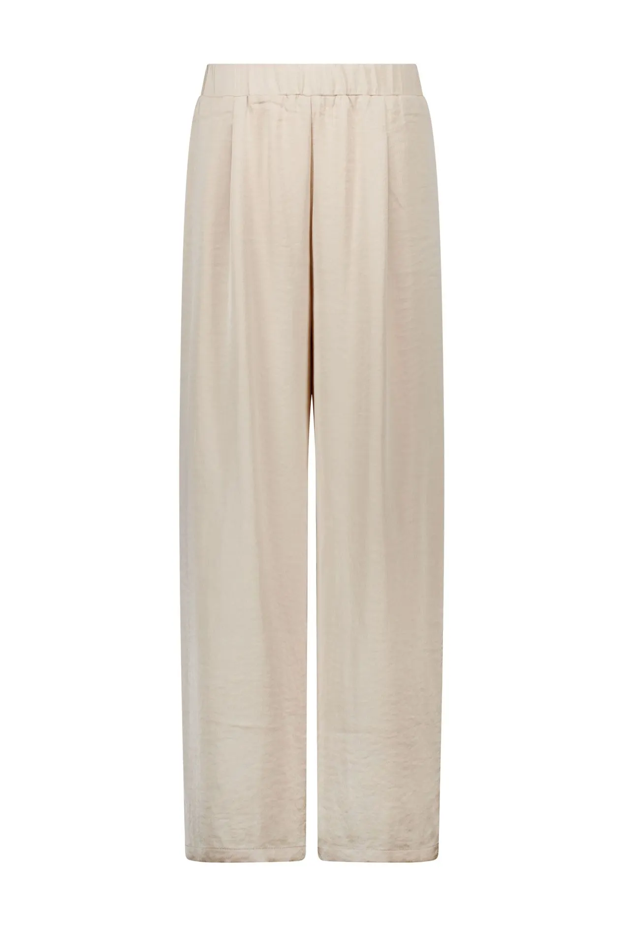 Wide fit broek | Zandkleurig | Satijn