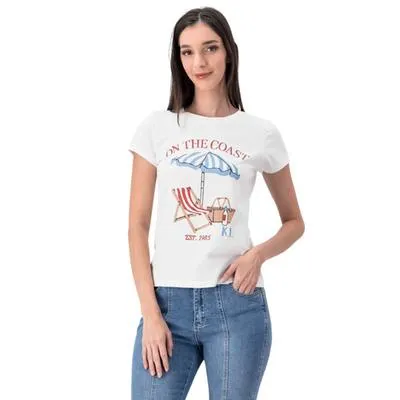 Playera Mxstaza Mujer Manga corta Diseño Silla de Playa