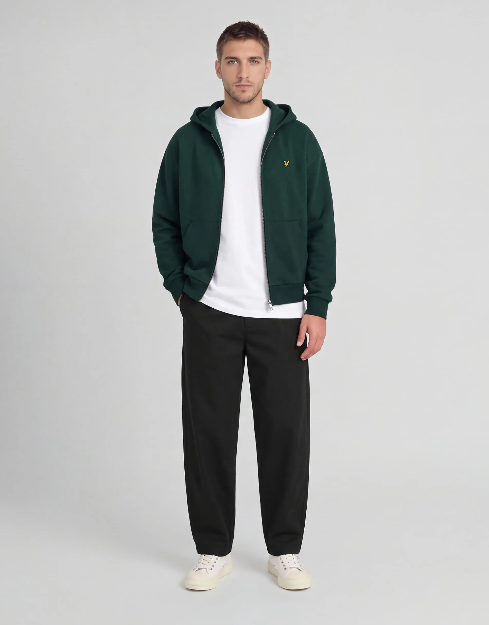 Lyle & Scott Mid layers zip through hoodie in w486 dark green