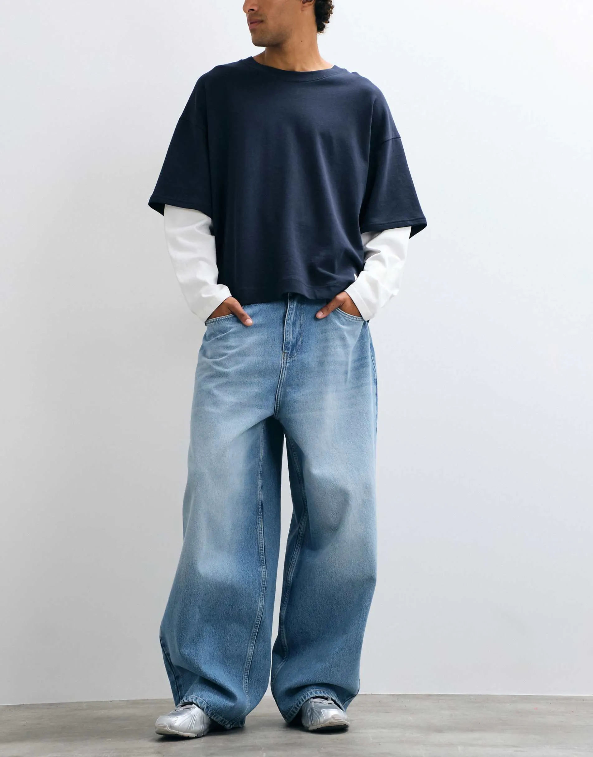ASOS DESIGN oversized baggy jeans in light wash blue