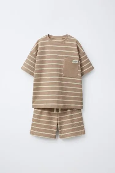 6-14 YEARS/ STRIPED WAFFLE-KNIT PYJAMAS