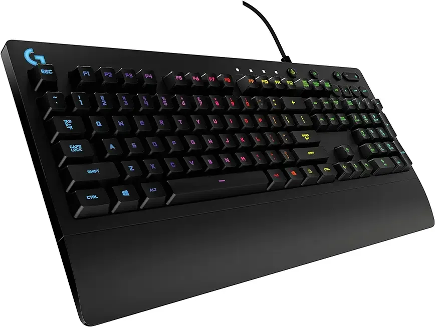 Logitech G213 Prodigy Gaming Keyboard - Wired RGB Backlit Keyboard with Mech-Dome Keys, Palm Rest, Adjustable Feet, Media Controls, USB, Compatible with Windows – Black