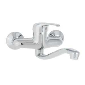 Rubinetto da cucina fisso a s Natu argento cromato lucido DELINIA