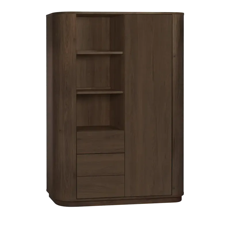 Wandkast Valento - 150 cm - Lamulux Bruin Oak - 1 deur, 3 laden, 3 open vak