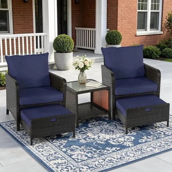 YLGJ&TIDY Patio Furniture Set, Rattan Wicker Outdoor Conversation Set with Soft Cushions, Porch Garden Backyard $189.99 Was $239.99