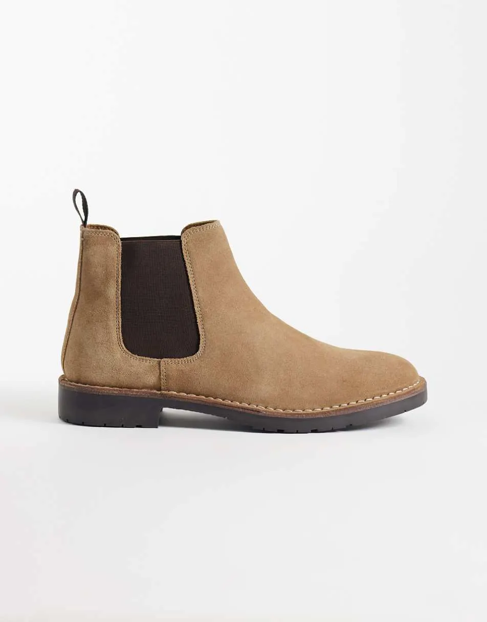 ASOS DESIGN chelsea boots in sand suede