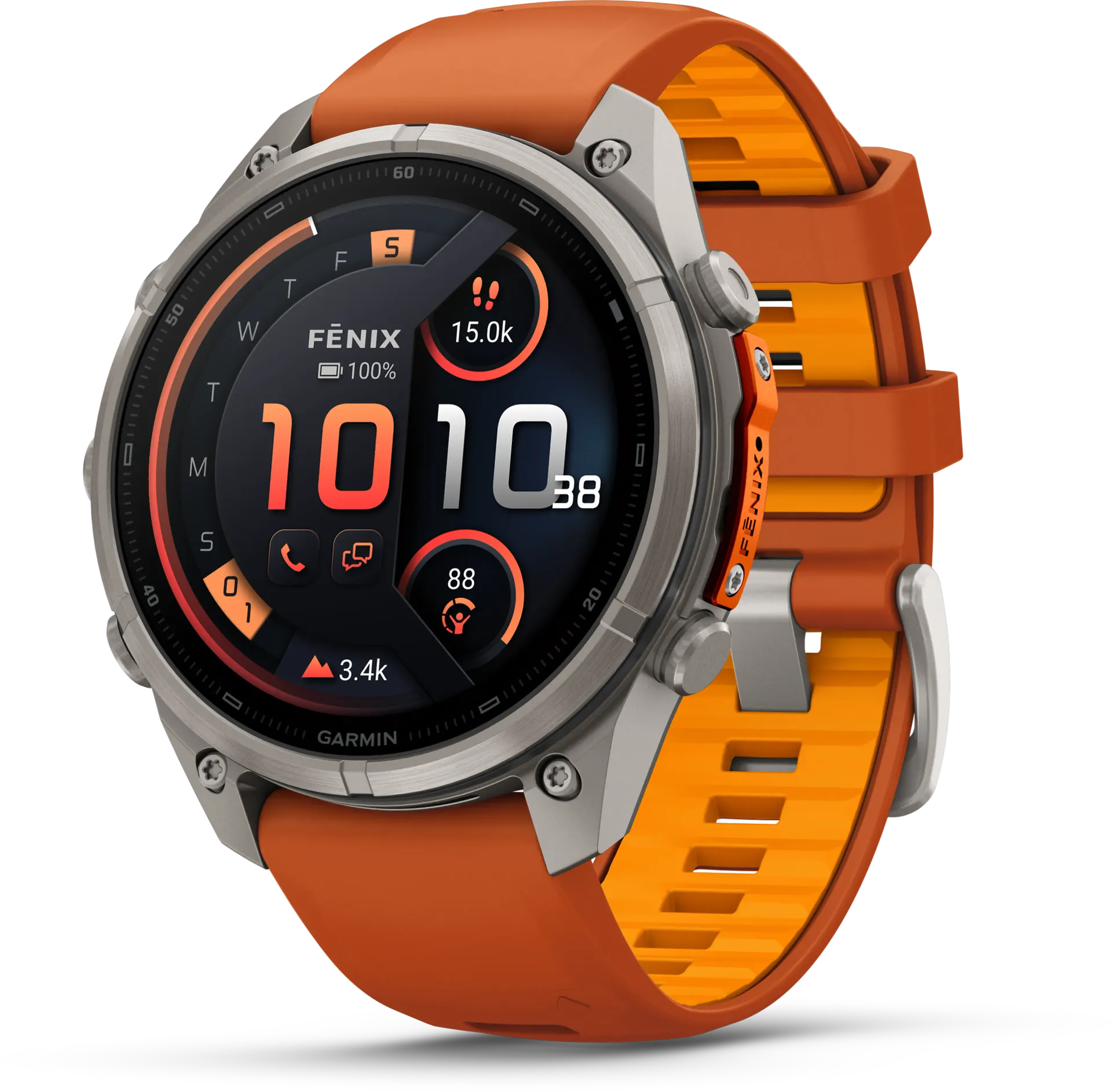 Fenix 9 Pro inReach 47 mm, Titanium with autumn orange/spark orange silicone band