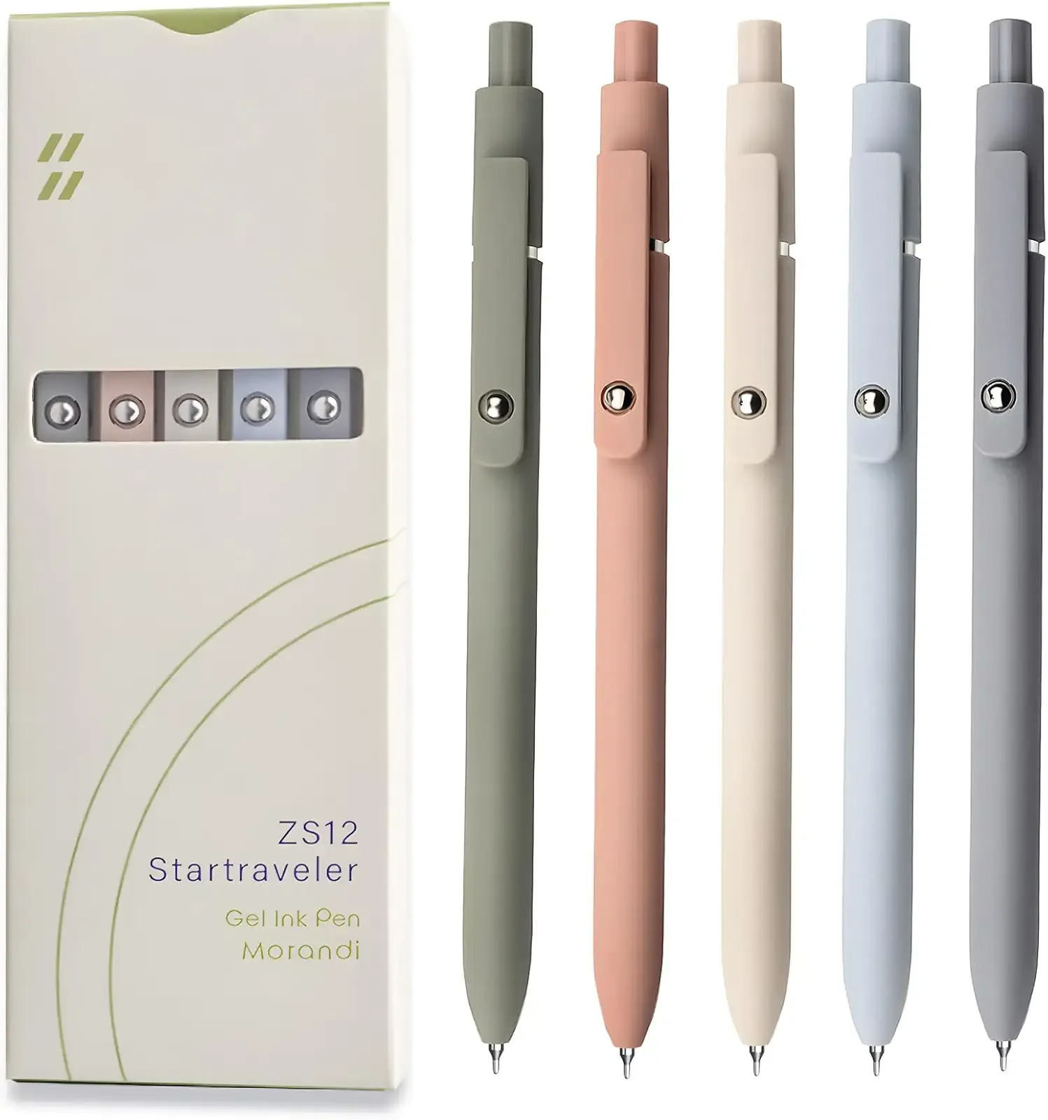 UIXJODO Gel Pens, 5 Pcs 0.5mm Black Ink Pens Fine Point Smooth Writing Pens, High-End Series Pens for Journaling Note Taking, Cute Office School Supplies Gifts for Women Men (Morandi)
