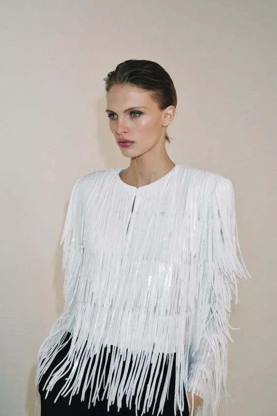 ZW COLLECTION SEQUIN FRINGE JACKET