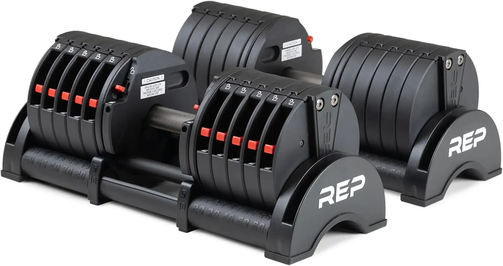REP Fitness QuickDraw Adjustable Dumbbell Set, Pair, 30/40/50/60 lb Each, Steel Plates, Knurled Handle, Lock-N-Load Switch, Space-Saving Compact Free Weights, Strength Training, Home Gym, Men & Women