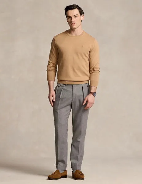 Cotton Cashmere Crewneck Jumper Burlap Tan