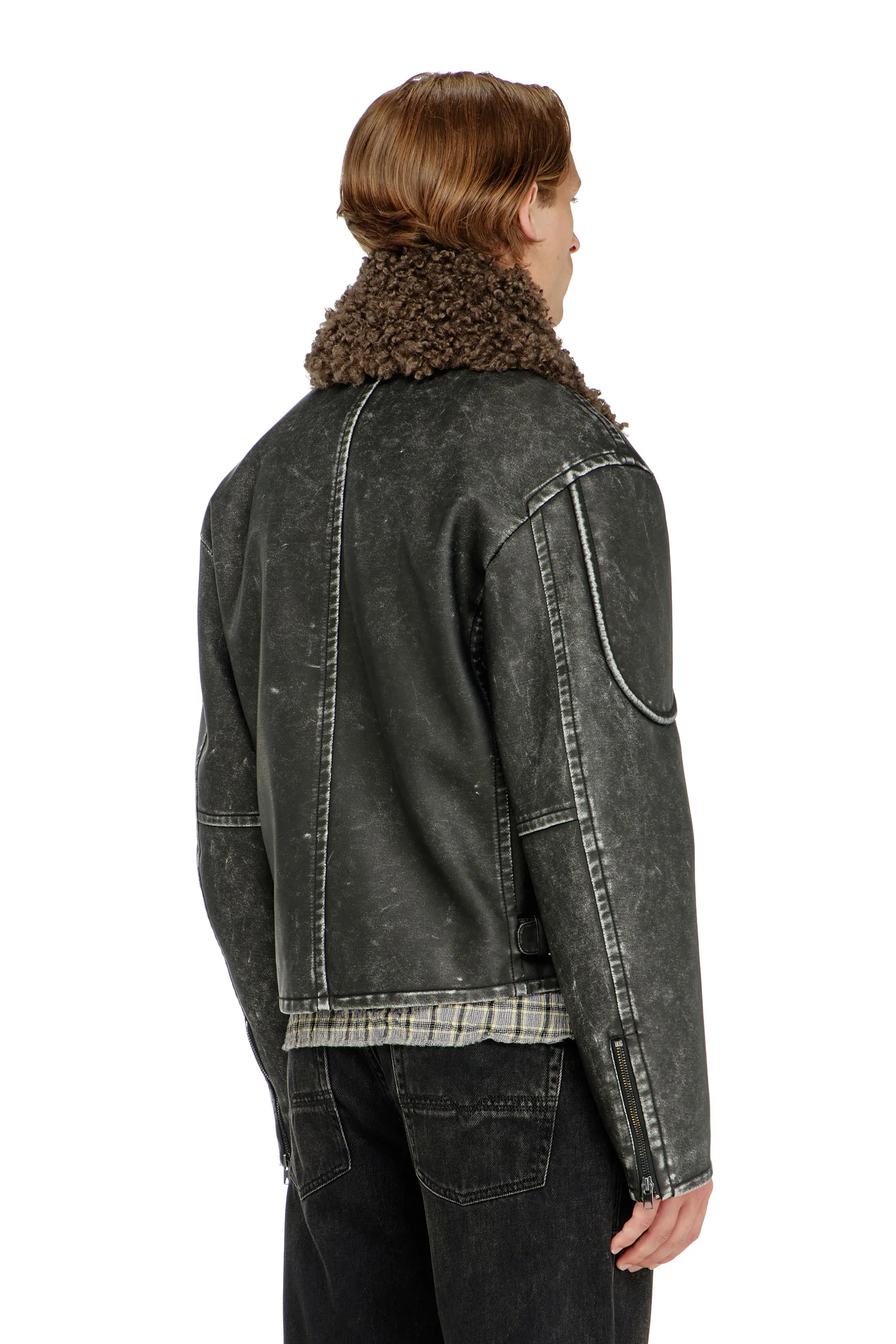 Biker jacket with detachable collar