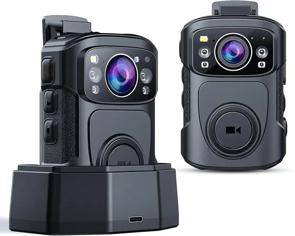 BOBLOV B4K5 4K Body Camera, 3400mAh IP68 Waterproof GPS Police 128GB Body Cams for 11Hrs(1080P Only) Video Record, Provide Charging Dock, Night Vision Video Camcorder for Personal, Guard Civilians