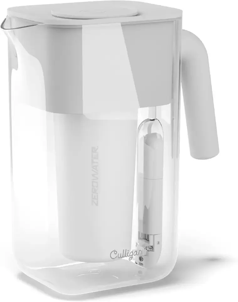 Culligan with ZeroWater Technology 10-Cup Water Filter Pitcher – Includes 5-Stage Advanced Water Filter, IAPMO Certified to Reduce Lead, Total PFAS (Forever Chemicals), Mercury, Fluoride, and Chlorine