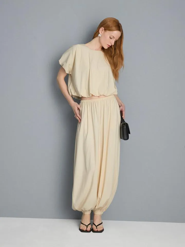 Pantaloni parachute a vita alta