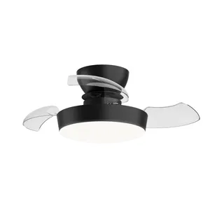 Ventilador de techo con luz silencioso DC 20W con mando ø55 cm Wizz SULION negro luz CCT 3 aspas retráctiles tipo lámpara| 6 velocidades| modo verano/invierno| temporizador| brisa| recomendado para <13m²