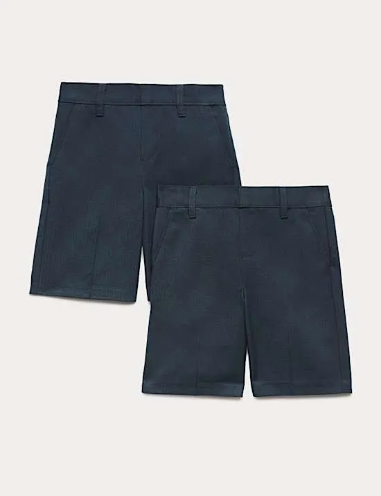 2 Pack Boys' Regular Leg School Shorts (2-15 Yrs)