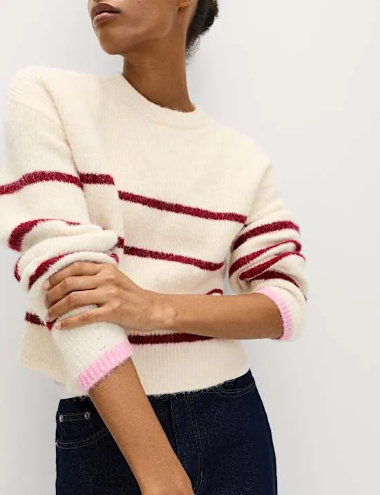Striped Cropped Jumper With Wool