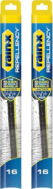 Rain-X 810358 Repellency Water Repellent Wiper Blades, 16" Windshield Wipers (Pack of 2), All Weather Streak-Free for Enhanced Visibility w/Water Repellency Formula [Amazon Exclusive]