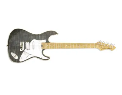 ARIA 714 MKII ST-STYLE COIL TAP HSS ELECTRIC GUITAR - BLACK DIAMOND FLAME MAPLE TOP - ROASTED MAPLE NECK