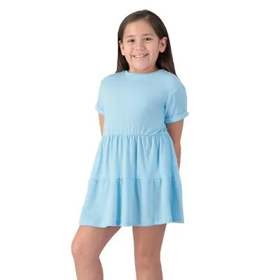 Vestido Fantastic Niña Liso Fruncido En Falda