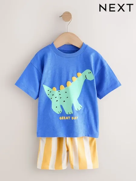 Rust Brown Stripe Padded Animals Short Sleeve T-Shirt and Shorts Set (3mths-7yrs)