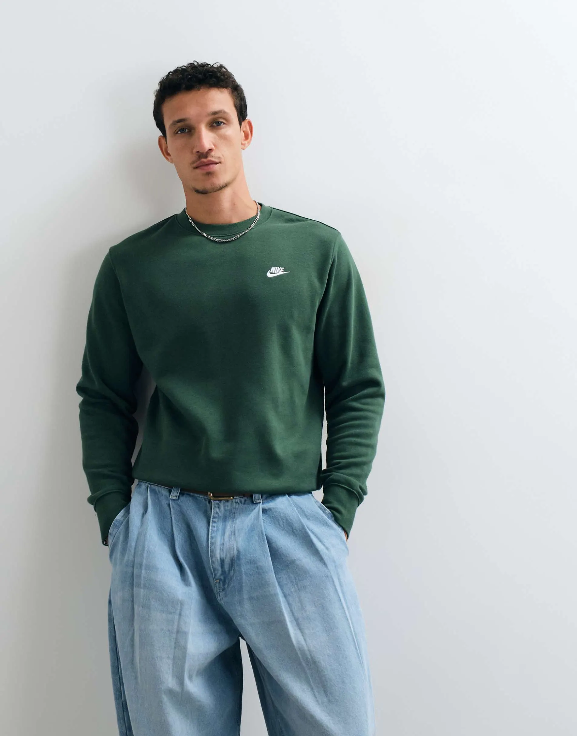 Nike Club french terry sweatshirt in green
