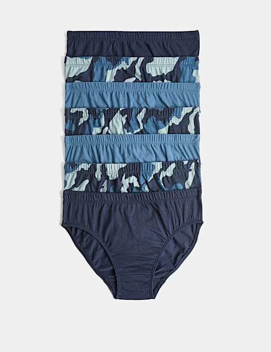7er-Pack Slips aus reiner Baumwolle mit Camo-Muster (18 M. – 16 Jahre)