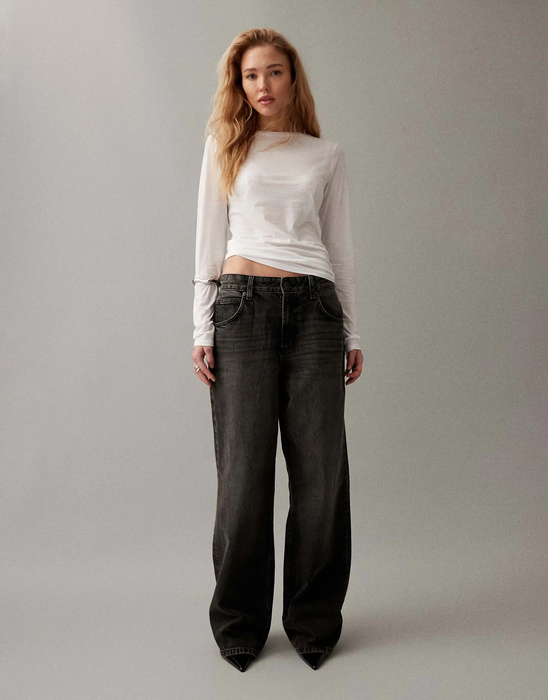 ASOS DESIGN low rise baggy jeans in washed black