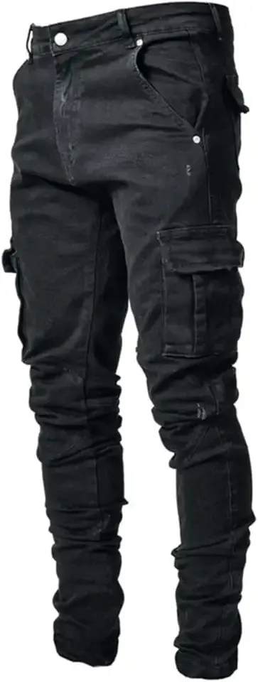 Men's Slim Fit Stretch Jeans Ripped Skinny Jeans for Men, Distressed Straight Leg Fashion Comfort Flex Waist Pants
