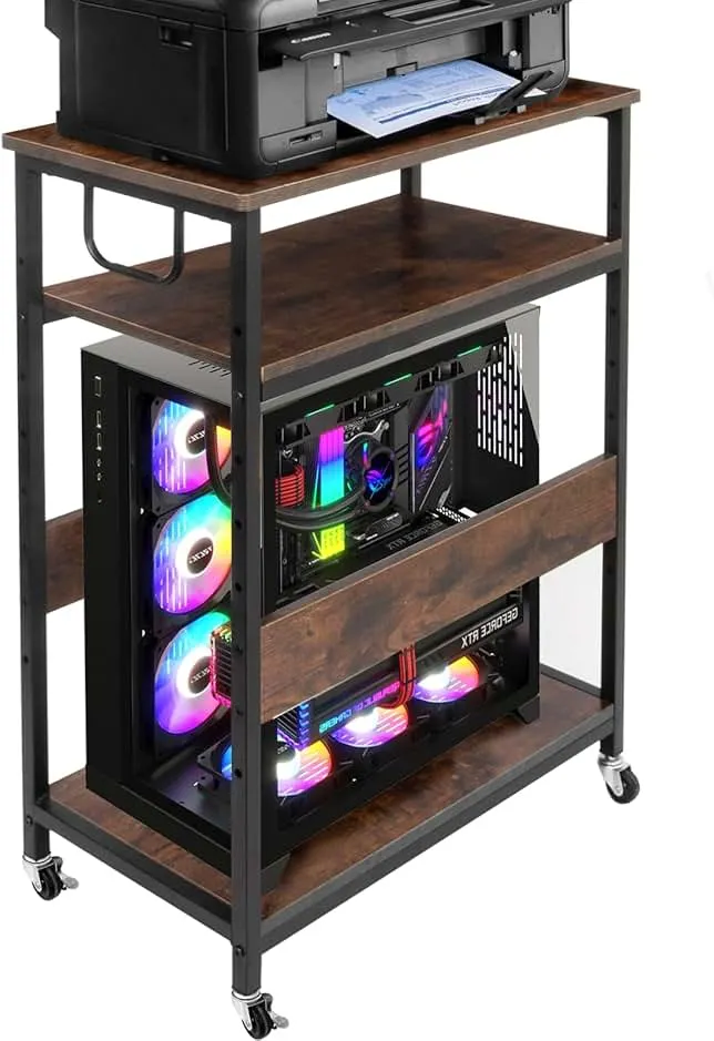 Extra Large Computer Tower Stand, Height Adjustable PC Stand for Floor | Computer & Machine Carts, PC Tower Stand, Printer Stands with Steel Wheels…