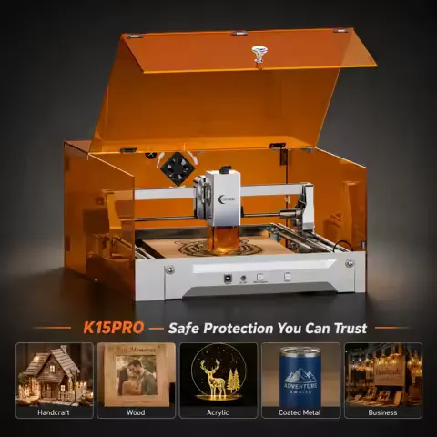 Carverall K15PRO 12W Blue Laser Engraver Cutter, Open-Frame & Enclosed Machine with MD2 Air Purifier Kit, A4 297x210mm, 15000mm/min, 0.01mm Precision, Free Software, DIY Gifts Home Studio Small Business, Wood Acrylic Leather Craft