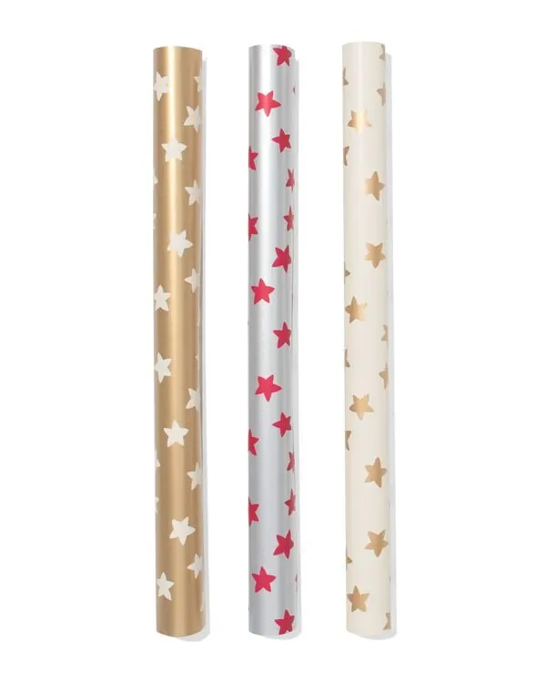 cadeaupapier sterren 50x200cm - 3 stuks