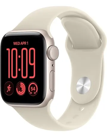 Apple Watch SE 3 GPS 40mm Smartwatch | Starlight Aluminum Case, Sand Sport Band - S/M. Fitness + Sleep + Cycle Tracking, Heart Rate, Vitals, Safety