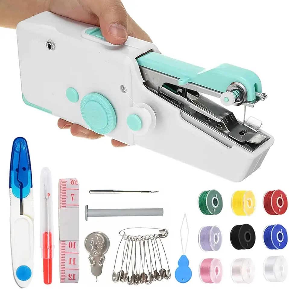 Handheld Sewing Machine for Beginners, Mini Sewing Machine for Quick Stitching with Sewing Kits Suitable for Home,Travel,DIY(Blue)
