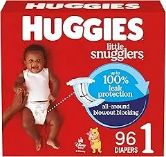 Huggies Size 1 Diapers, Little Snugglers Baby Diapers, Size 1 (8-14 lbs), 96 Count, Packaging May Vary Huggies Size 1 Diapers, Little Snuggl…