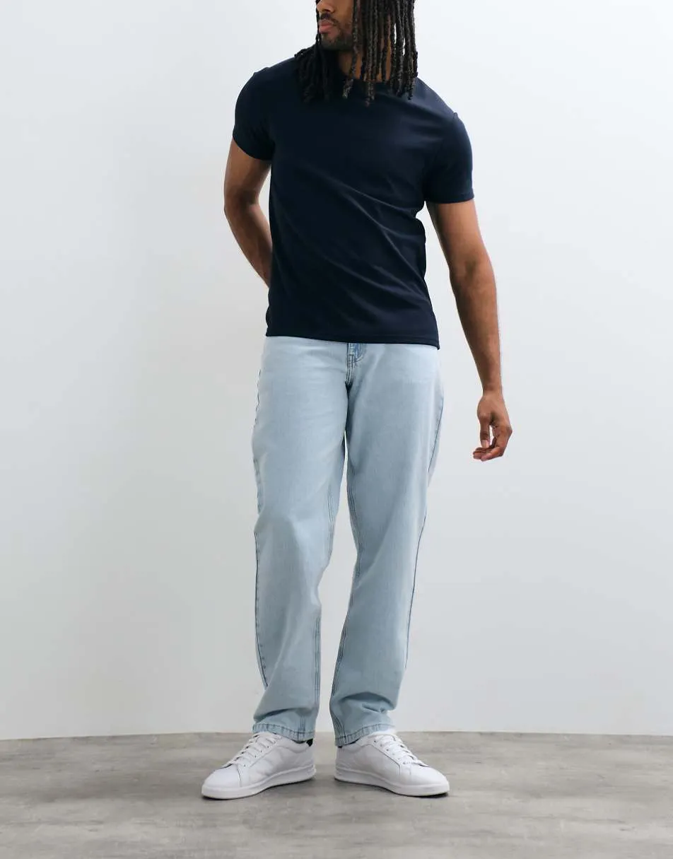 ASOS DESIGN straight leg jeans in light wash blue