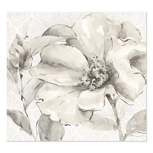 'Indigold Grey Peonies IV' Farmhouse Canvas Art - 30x30