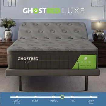 GhostBed Luxe 14” Memory Foam Mattress with Adjustable Base