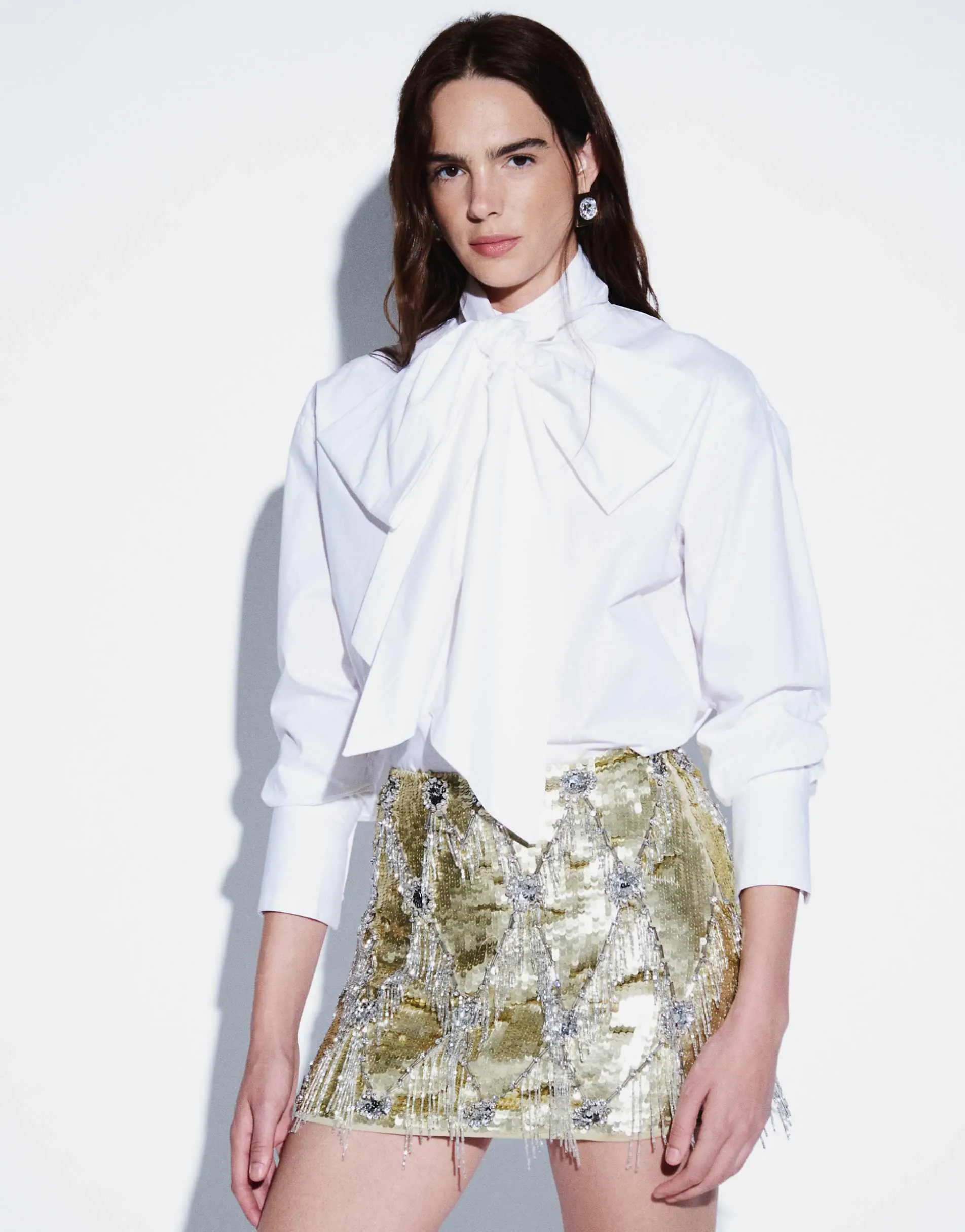 ASOS DESIGN fringe and sequin embellished co-ord mini skirt in gold