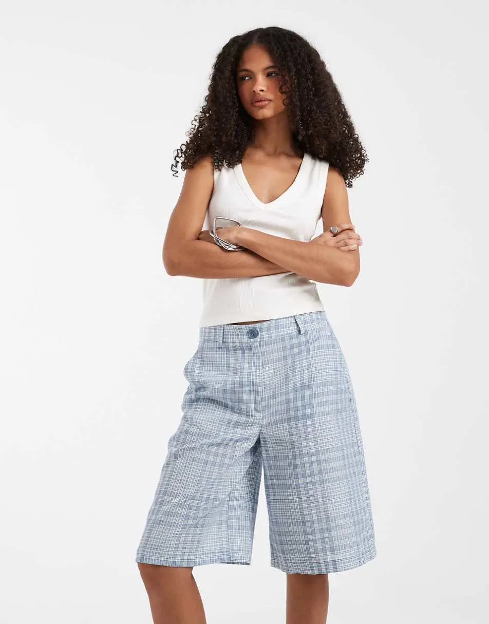 ASOS DESIGN bermuda short in blue check co-ord