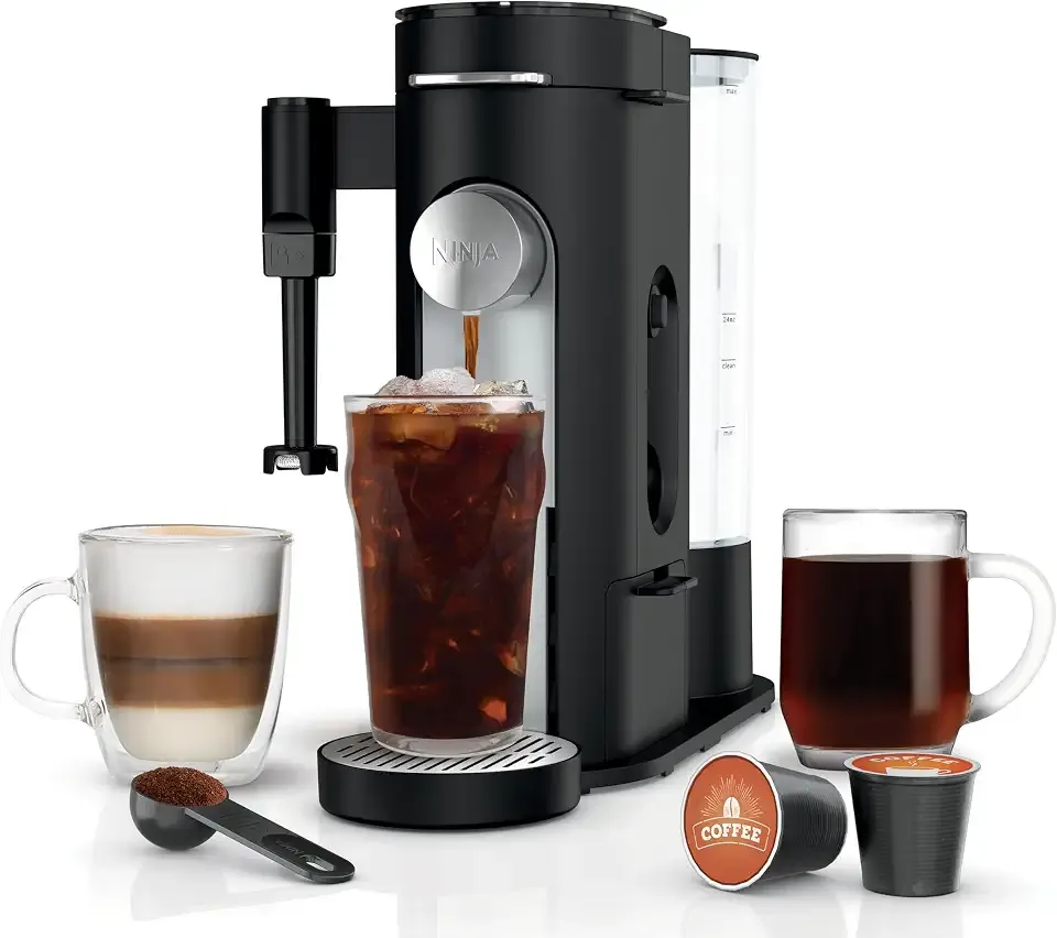 Single Serve Coffee Maker - Combo Machine, K-Cup Pods and Grounds | 4 Styles of Brewing, up to 24 Oz Cup Sizes, 56 Oz Removable Reservoir, Black, PB051