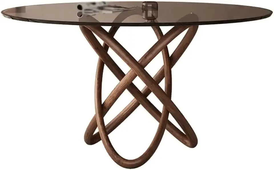 Dining Room Table Glass Dining Table, Round Dining Table, Chinese Style Solid Wood Dining Table, Balcony Coffee Table, Negotiation Table Modern Dining Table(S:110 * 76cm)