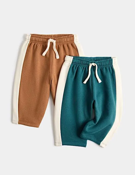 2er-Pack Jogginghose mit hohem Baumwollanteil und Seitenstreifen (0–5 Jahre)