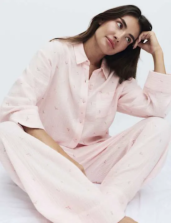 Pure Cotton Muslin Floral Pyjama Set