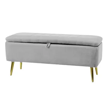 Pouf Contenitore in velluto Grigio chiaro