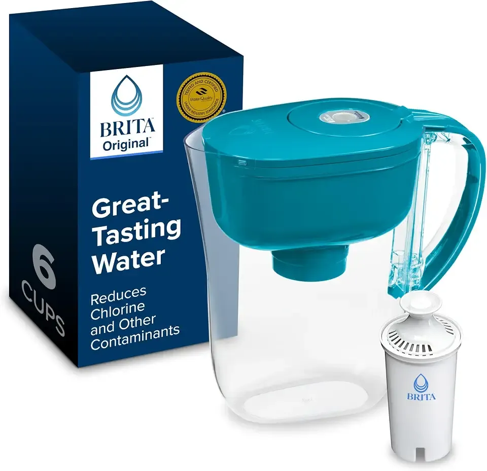 Brita Metro Small 6-Cup Water Filter Pitcher, WQA NSF/ANSI Certified, BPA-Free, Mini-Fridge Friendly, Removes Chlorine Taste & Odor, 1 Standard Filter, Lasts, Lasts 2 Months, Turquoise